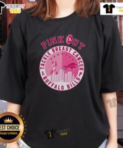 Premium pink Buffalo Bills ladies tee supporting breast cancer awareness with stylish design and comfortable fit.