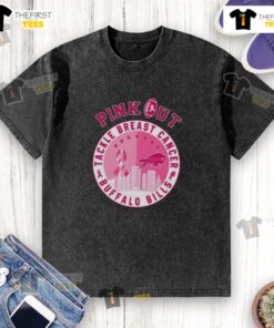 Premium Pink Out Tackle Breast Cancer Buffalo Bills Washed T-Shirt featuring a stylish design for fans supporting a cause.