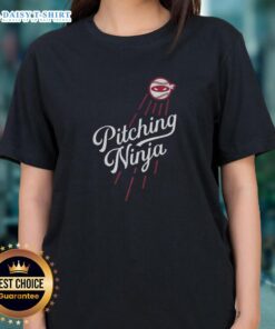 Premium Pitching Ninja Los Angeles Dodgers ladies tee featuring vibrant team colors and stylish design for female fans.