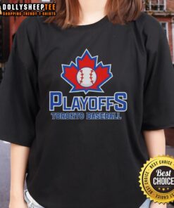Alt Text: Premium Playoffs Toronto Baseball Ladies Tee featuring vibrant graphics and a comfortable fit for fans.