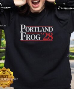 Premium Portland Frog 2028 Sweatshirt featuring a vibrant frog design, perfect for cozy casual wear and frog enthusiasts.