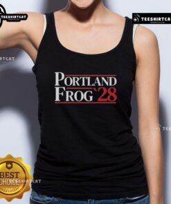Premium Portland Frog 2028 Tank Top featuring a vibrant frog graphic, perfect for casual summer wear.