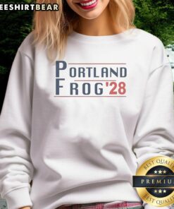 Alt Text: Premium Portland Frog 28 Sweatshirt in vibrant colors, featuring a stylish frog graphic and comfortable fit for casual wear.