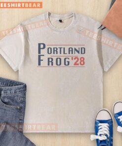 Alt Text: Premium Portland Frog 28 Washed T-Shirt in soft cotton featuring a vibrant frog graphic, perfect for casual wear.