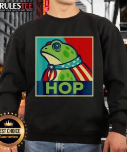Premium Portland Frog Hop Sweatshirt featuring a vibrant frog design, perfect for casual wear and eco-friendly fashion.