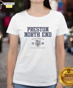Premium Preston North End Proud Preston 1880 ladies tee showcasing the team's logo and stylish design for fans.