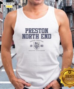 Premium Preston North End Proud Preston 1880 tank top featuring team colors and logo, perfect for fans and casual wear.