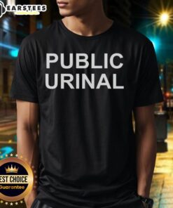 Premium Public Urinal T-Shirt featuring a humorous graphic design for fun-loving apparel enthusiasts.