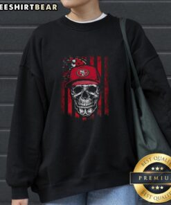 Premium San Francisco 49ers NFL sweatshirt featuring a skull and American flag design for football lovers.
