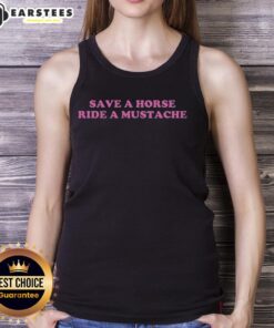 Premium Save A Horse Ride A Mustache Tank Top featuring a fun horse graphic and trendy design for casual wear.