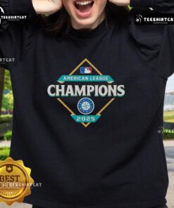 Alt Text: Premium Seattle Mariners 2025 American League Champions diamond logo sweatshirt featuring vibrant team colors and design.