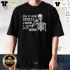 Premium Skeleton 'How To Avoid Stress At Work' T-Shirt featuring a humorous design for stress relief at the office.