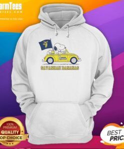 Premium Snoopy and Woodstock hoodie for baseball lovers featuring Peanuts and Savannah Bananas design.