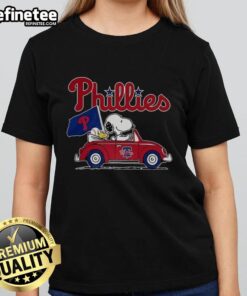 Premium Snoopy And Woodstock X Philadelphia Phillies Baseball Fans T-Shirt - Image 3