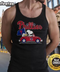 Premium Snoopy and Woodstock tank top for Philadelphia Phillies baseball fans, featuring vibrant graphics and a stylish design.