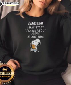 Premium Snoopy sweatshirt featuring a playful design about Jesus, perfect for fans of Peanuts and unique, fun apparel.