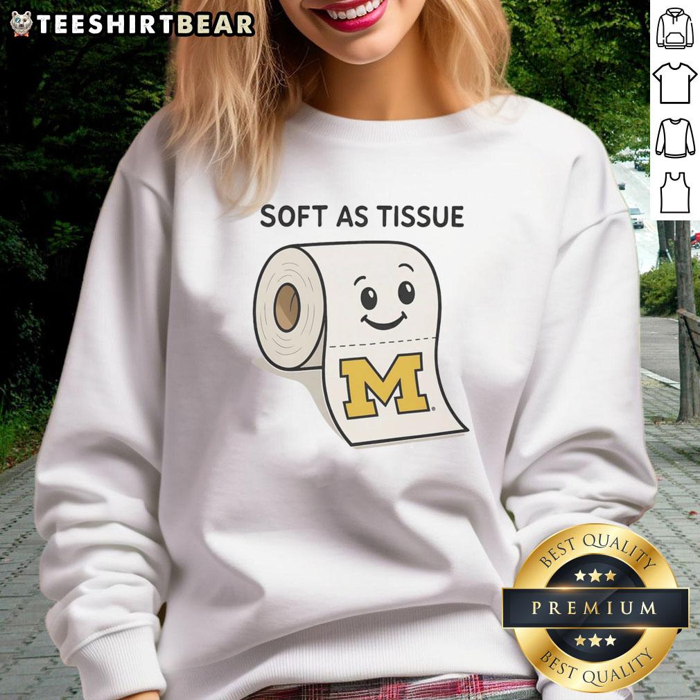 Premium Soft As Tissue Michigan Wolverines Sweatshirt Premium soft as tissue Michigan Wolverines sweatshirt in navy blue, perfect for fans and casual wear.