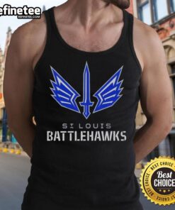 Premium St. Louis Battlehawks lockup logo tank top featuring team colors and design for fans and sports enthusiasts.