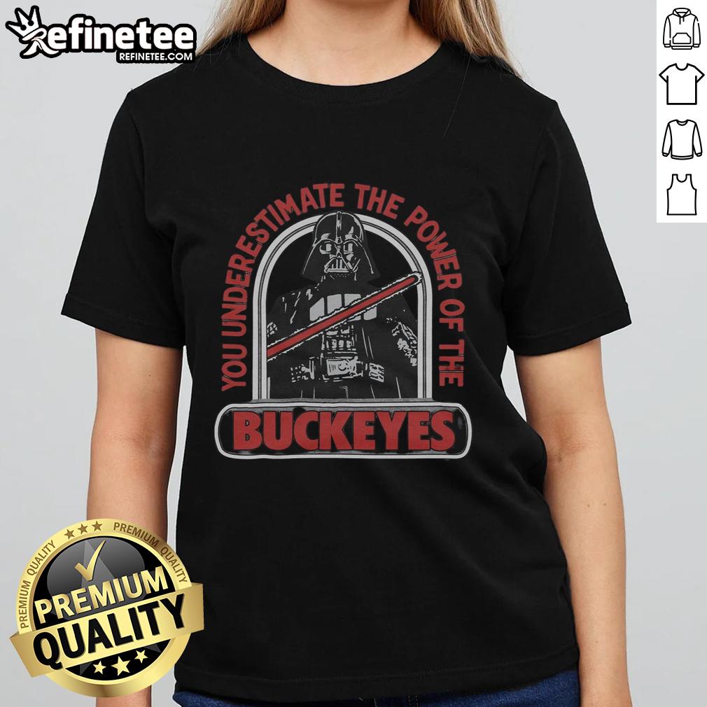 premium-star-wars-darth-vader-x-ohio-state-ladies-tee Alt Text: Premium Star Wars Darth Vader X Ohio State ladies tee featuring a stylish design perfect for fans and fashion lovers.