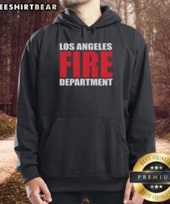 Premium Station 118 Diaz Los Angeles Fire Department hoodie displayed on a hanger, showcasing its design and quality.