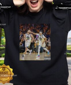 Premium Stephen Curry and Jordan Poole Golden State Warriors sweatshirt featuring bold team graphics and vibrant colors.