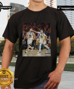 Premium Stephen Curry and Jordan Poole Golden State Warriors basketball image T-shirt showcasing team spirit and style.