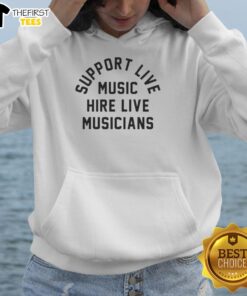 Premium Support hoodie featuring live music themes, perfect for hiring live musicians for events and performances.