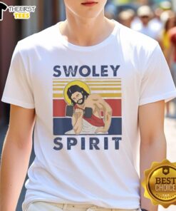 Premium Swoley Spirit Weightlifting Jesus Vintage T-Shirt featuring a retro design and fitness-inspired graphics.