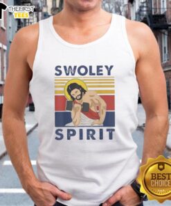 Premium Swoley Spirit Weightlifting Jesus Vintage Tank Top featuring a retro design for fitness enthusiasts.
