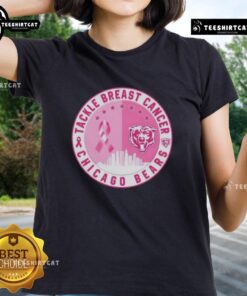 Premium Tackle Breast Cancer Chicago Bears football skyline ladies tee featuring vibrant team colors and stylish design.