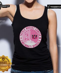 Premium Tackle Breast Cancer Cincinnati Bengals football skyline tank top featuring team colors and city skyline design.