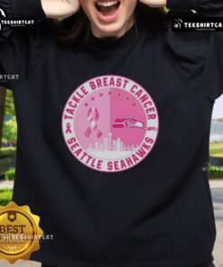 Premium Tackle Breast Cancer Seattle Seahawks sweatshirt featuring a skyline design, perfect for football fans.