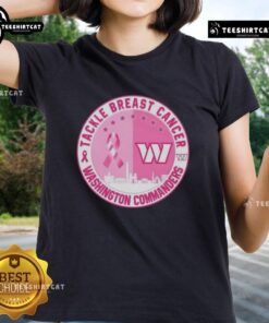 Premium Tackle Breast Cancer Washington Commanders football skyline ladies tee featuring vibrant team colors and logo.