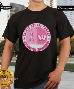 Premium Tackle Breast Cancer Washington Commanders Football Skyline T-Shirt featuring a stylish design and vibrant colors.