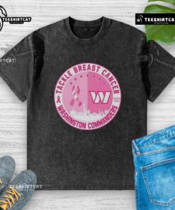Premium Tackle Breast Cancer Washington Commanders Football skyline washed t-shirt in vibrant colors, supporting a great cause.