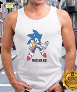 Premium Take This Kid Sonic the Hedgehog Vape Tank Top featuring vibrant Sonic graphics for stylish vape enthusiasts.