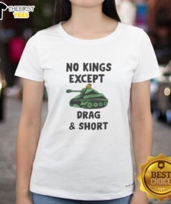 Premium Tank featuring 'No Kings Except Drag' design for short ladies, ideal for stylish summer outfits.