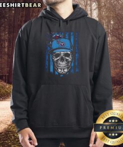 Alt Text: Premium Tennessee Titans NFL Skull American Flag hoodie for football lovers, showcasing team pride and unique design.