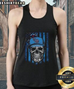 Premium Tennessee Titans NFL skull tank top featuring American flag design for football lovers.