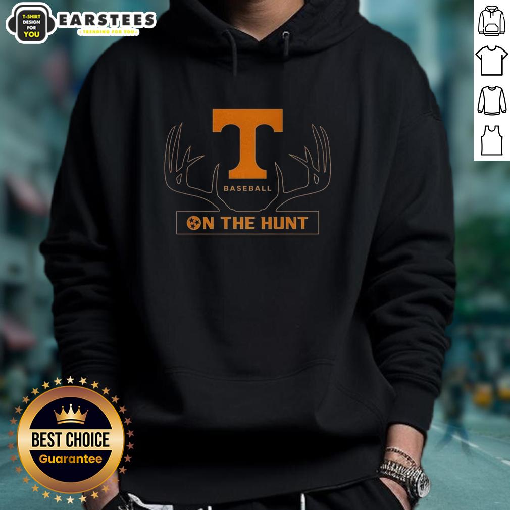 premium-tennessee-volunteers-baseball-on-the-hunt-deer-antlers-logo-hoodie Premium Tennessee Volunteers baseball hoodie featuring a deer antlers logo, perfect for fans and outdoor enthusiasts.