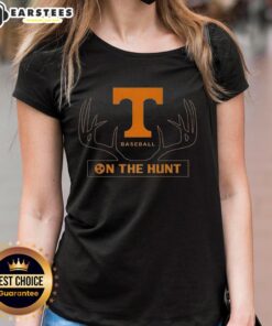 Premium Tennessee Volunteers baseball ladies tee featuring a unique deer antlers logo for fans and outdoor enthusiasts.