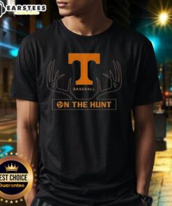 Alt Text: Premium Tennessee Volunteers baseball T-shirt featuring a deer antlers logo, perfect for fans and outdoor enthusiasts.