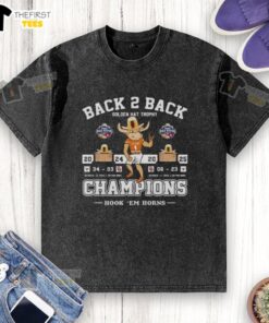 Premium Texas Longhorns beat Oklahoma Sooners Back-to-Back Golden Hat Trophy Champions 2025 washed t-shirt design.