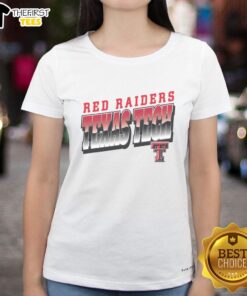 Alt Text: Premium Texas Tech Red Raiders polished ladies tee showcasing vibrant team colors and stylish design for fans.