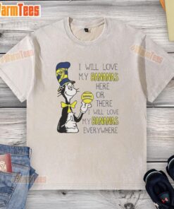 Premium Cat in the Hat Savannah Bananas I Will Love My Bananas T-Shirt in vibrant colors, perfect for fans and casual wear.