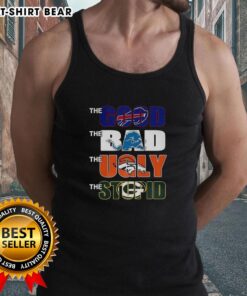 Premium tank top featuring the Buffalo Bills, Lions, Broncos, and Packers in a humorous sports design.