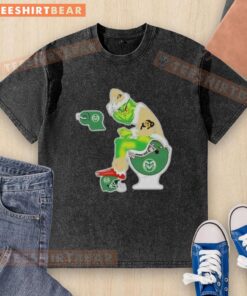 Premium Grinch Colorado Buffaloes sitting on toilet, featuring Colorado State Rams, perfect for Christmas holiday t-shirt.