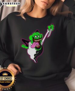 Alt Text: Premium The Real Clownbusters Slimer Ghostbusters parody Halloween sweatshirt featuring vibrant graphics and cozy design.