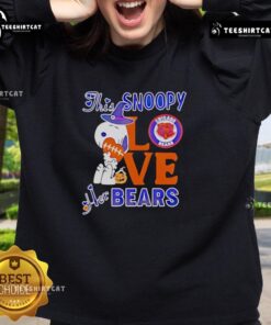 Alt Text: Premium Snoopy Love Her Chicago Bears sweatshirt featuring a cute Snoopy graphic in team colors for fans.