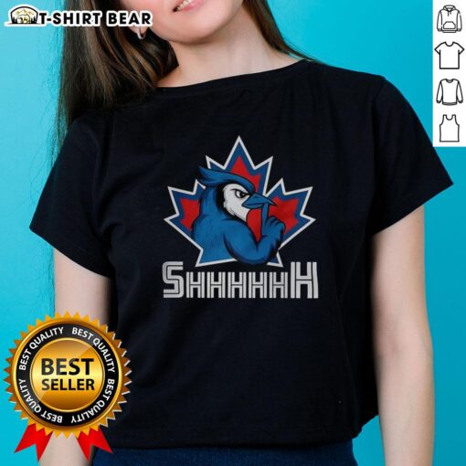 Premium Toronto Blue Jays MLB Ace SHHHHHH mascot ladies tee featuring a stylish design for baseball fans.